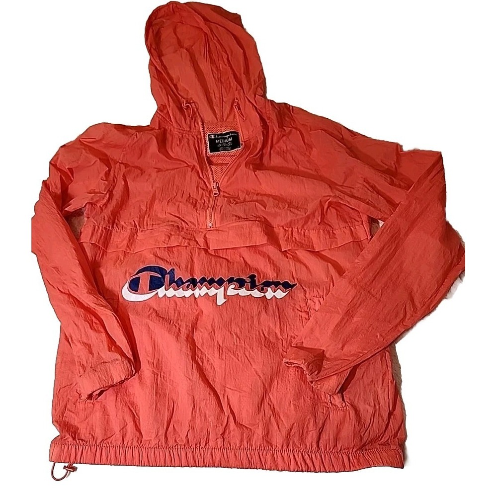 Champion Mens Windbreaker‎ Lightweight Coat Hoodie Anorak Fluorescent Medium